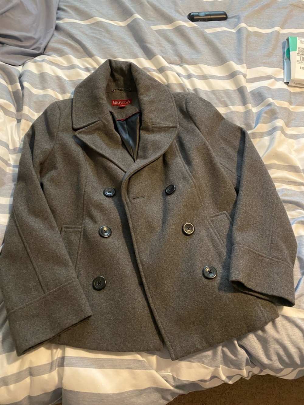 Mackage Men's Double-Breasted Pea Coat - Charcoal Gray